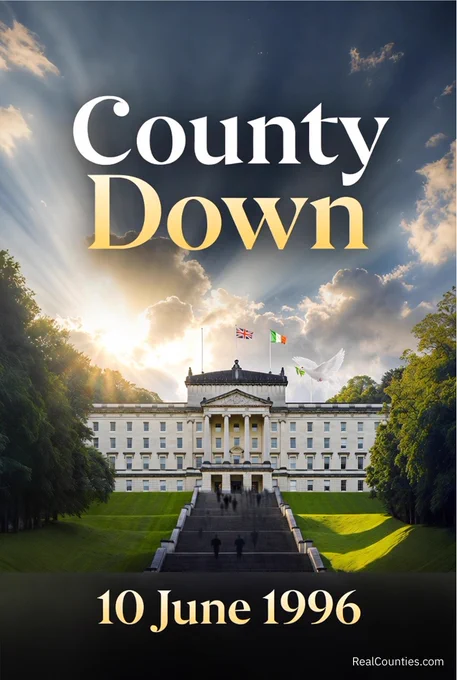 County Down, Northern Ireland peace talks began on this day in 1996 - infographic from RealCounties.com