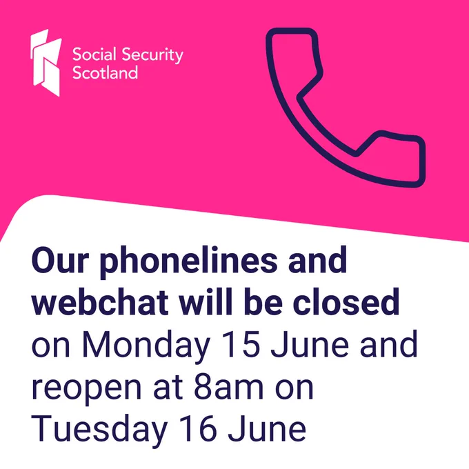 Our phonelines and webchat will be closed on Monday 15 June and reopen at 8am on Tuesday 16 June