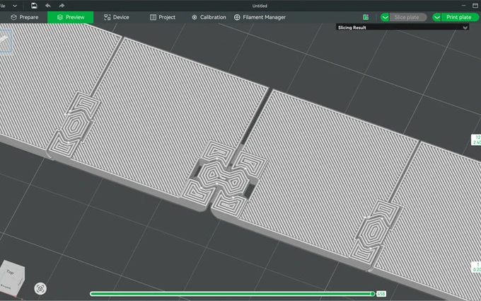 Slicer shows all layers print separately. However, at this scale of 2mm hinges and 4mm hinges, there can be a little binding and not enough strength, so be careful as you free up the hinges.