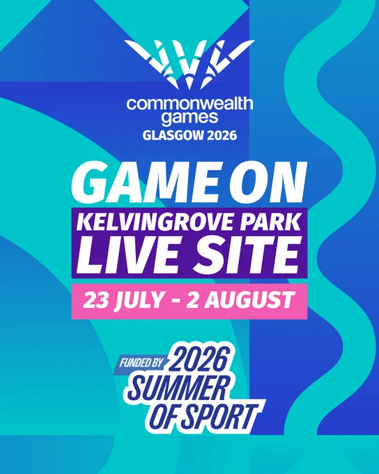 Glasgow 2026 Commonwealth Games GAME ON Kelvingrove Park Live Site, 23 July - 2 August, funded by 2026 Summer of Sport