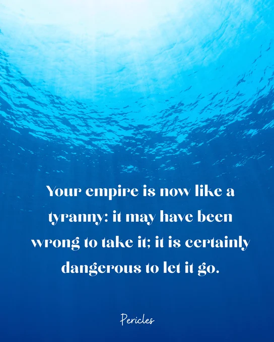 via @CHillbergAuthor @CamillaHillberg

Your empire is now like a tyranny: it may have been wrong to take it; it is certainly dangerous to let it go. 

~ Pericles

#QOTD