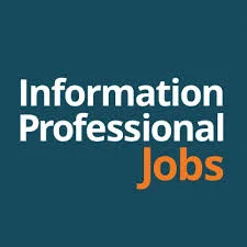 Logo with the words 'Information Professional Jobs' on a dark blue background, highlighting career opportunities in information professions.