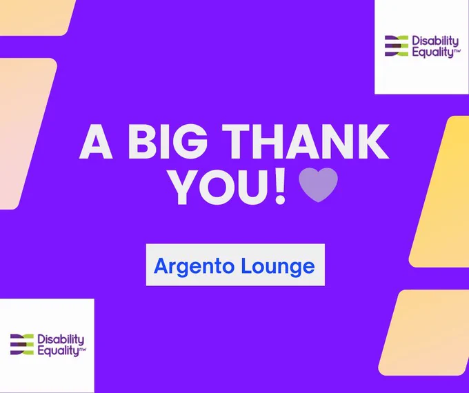  Purple DENW branded graphic with the text staying "A big thank you. Argento Lounge"