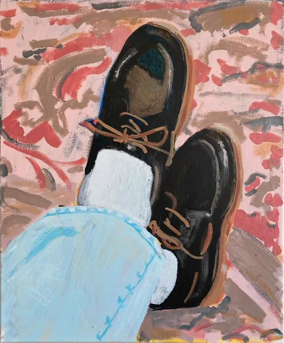 'Legs Crossed' (2023), a painting by Connecticut-based artist Chad Etting.