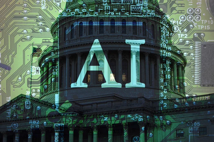 "AI" superimposed on US Capitol dome