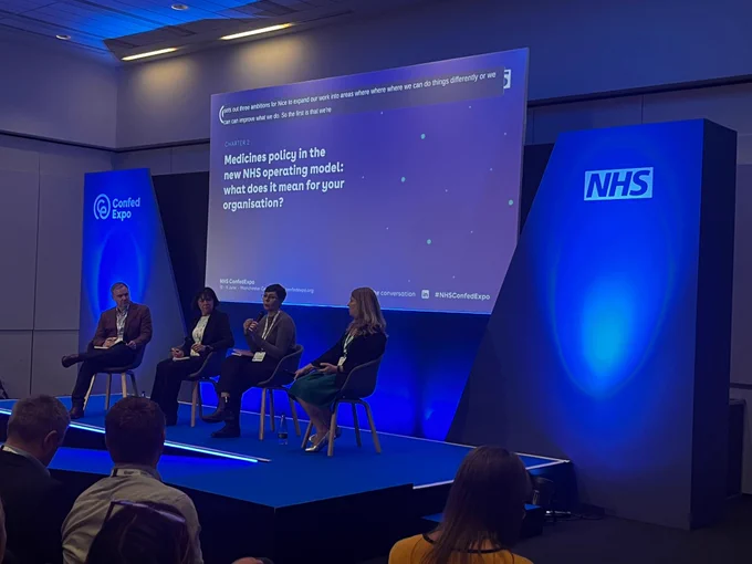 Jacoline Bouvy speaking on a panel at NHS Confed 2026