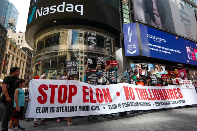 Activists protest SpaceX going public