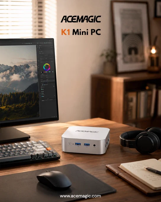 モニターばかり見られがちだけど…👀

本当に仕事を回しているのは裏にいる ACEMAGIC K1 Mini PC 🖥️⚡

AMD Ryzen 5 のパワーを超コンパクトに凝縮。
作業・動画・マルチタスクもサクサク快適 🚀

小さいのに、想像以上に頼れる一台🔥

🏷️ Code：ACEFAN3
🛒 https://acemagic.jp/products/minipc-k1-5825u-minipc

#ACEMAGIC #ミニPC #在宅ワーク #テック #デスク環境 #生産性