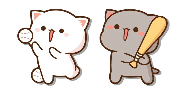 Mochi Mochi Peach Cats Peach and Goma Playing Baseball Cursor