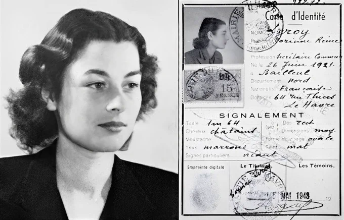 Violette Reine Elizabeth Szabo prior to her capture (c. 1944) and her false wartime identity papers (Carte d’Identité).

English sources, her birth records, and her Wikipedia entry typically drop the acute accent. However, her official Violette Szabó GC Museum and her family use the accented spelling (Szabó) to reflect her husband Étienne's Hungarian heritage.

MORE INFORMATION
https://en.wikipedia.org/wiki/Violette_Szabo

http://violetteszabomuseum.org.uk/main_page

https://www.specialforcesroh.com/index.php?threads/szabo-violette-reine-elizabeth.29822/

https://www.specialforcesroh.com/index.php?threads/szabo-violette-reine-elizabeth.4170/

http://www.plan-sussex-1944.net/anglais/pdf/infiltrations_into_france.pdf