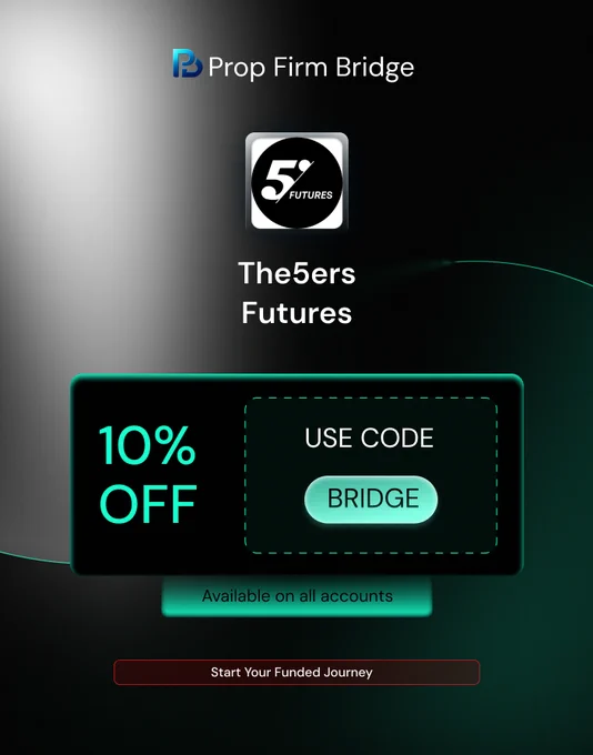 Banner Showing: The5ers Futures coupon code BRIDGE for 10% off futures prop firm accounts. Enter BRIDGE at checkout for instant discount. Best The5ers Futures discount code verified 2026 via Prop Firm Bridge. Up to 100% profit split from first funded day. Start your funded journey with exclusive savings. Limited time offer.
