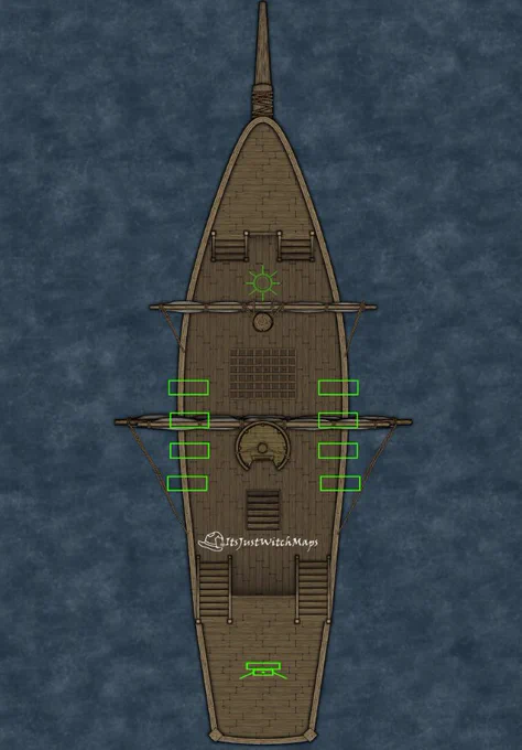 Screenshot of the work-in-progress of a top-down Brigantine battlemap made by ItsJustWitchMaps