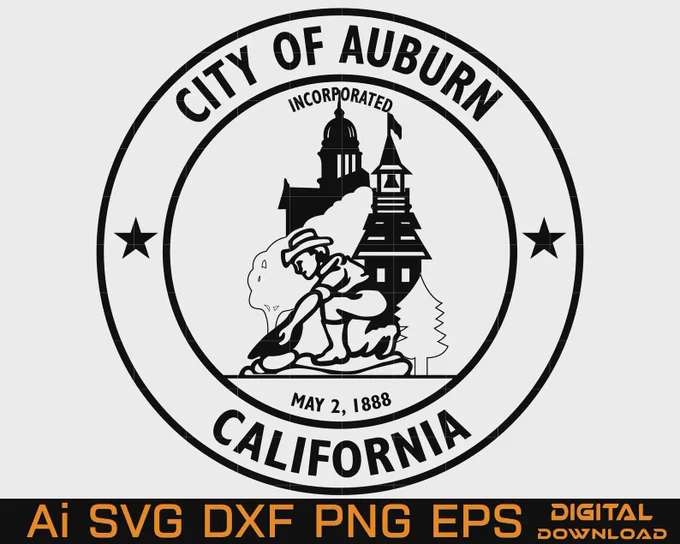 🏛️ City of Auburn, California Official Seal Design
Clean and professional vector artwork. Perfect for engraving, laser cutting, printing, CNC projects, decals, and custom design work. Available in high-quality SVG, DXF, PNG, EPS, and AI formats.

✨ Crisp Details
✨ Scalable Vector Design
✨ Print Ready
✨ High Resolution