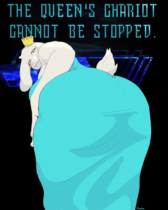 "The queen's chariot cannot be stopped."
SFW piece of Toriel from Deltarune in a cyan dress wearing a crown
