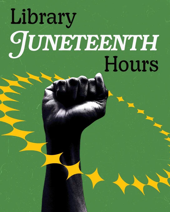 Chambers library will be closed on June 19th for Juneteenth. 