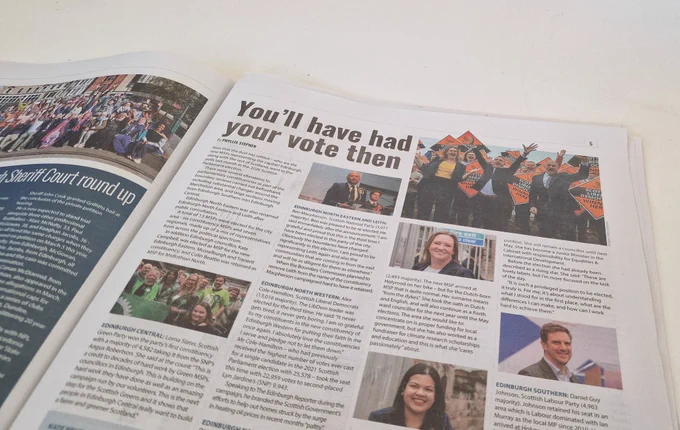 A newspaper interviewing candidates in the Edinburgh and Lothians East region.