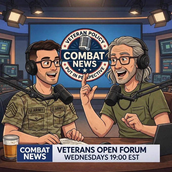 Veterans Open Forum is an Open Group Held By Vets For Vets and Special Guests. We are Not Aligned with Any Political Party, Our Focus is Only Veteran Issues and Who Addresses Our Veteran Needs Best. We Provide a Safe Space for Veterans to Voice their Opinion About the Issues that Affect Them Most. 

#VeteransOpenForum #PolicyNOTPolitics 

Combat News is the Premier Source for Veteran Focused Reporting, Policy Breakdowns and Real World Impact Analysis. Built by Veterans, We Deliver Clarity Where Others Deliver Noise - Covering the Decisions, Systems and Stories that Directly Affect Veteran Life After Service.

#CombatNews #VeteranPolicyPutInPerspective