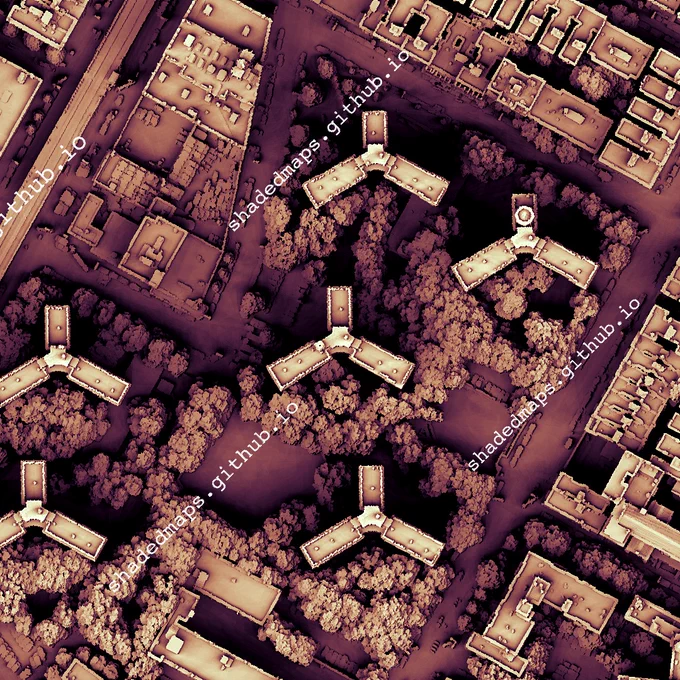 A fragment from the shaded map of New York City [Manhattan], New York, US.