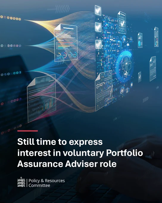Text on image: Still time to express interest in voluntary Portfolio Assurance Adviser role
Image of digital graphs and charts