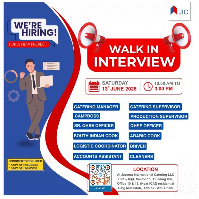 Multiple Career Openings Now Available at Al Jazeera International Catering LLC

Read More & Apply: https://www.inituban.com/2026/04/al-jazeera-international-catering-llc.html 

Al Jazeera International Catering LLC continues to recruit qualified professionals for various roles supporting operational success today.

#AlJazeeraCatering #HiringOpportunities #CareerGrowth #JoinOurTeam #CateringJobs #JobVacancies #NowHiring #WorkWithUs #EmploymentOpportunities #CulinaryCareers