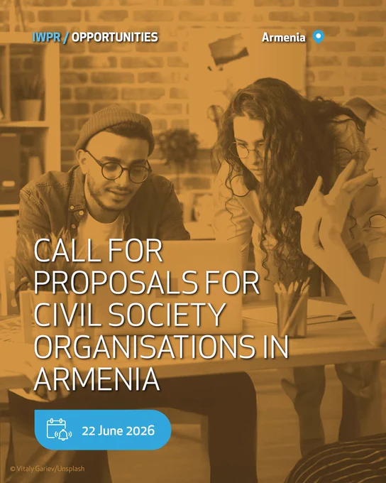 Call For Proposals for Civil Society Organisations in Armenia
Closing date: Monday, 22 June 2026, 23:59 Yerevan time
Grant size: GBP 40,000-80,000
#Armenia #CallForProposals