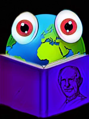 Google eyes on a globe with an open book bearing the picture of Frank Laubach, the world literacy pioneer.