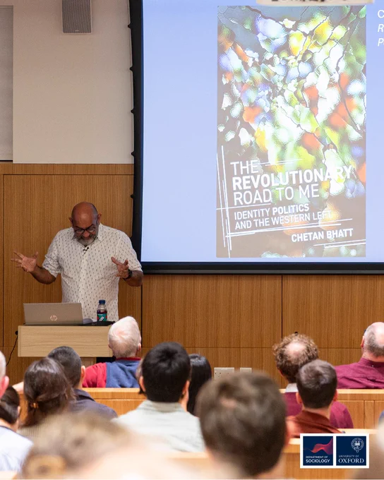 Image of Chetan Bhatt giving the lecture