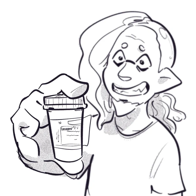 Ikkan smiling with his new medication of antidepressants