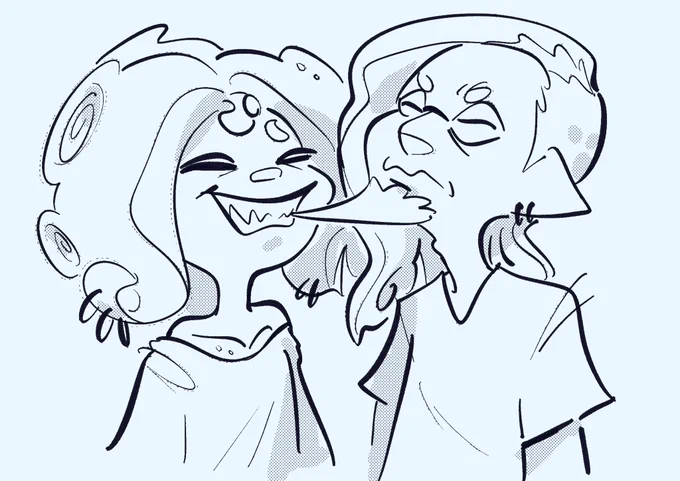 Warabi biting and pulling Ikkan's beard