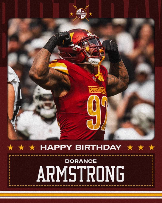 Birthday graphic. It features a photo of Dorance Armstrong.