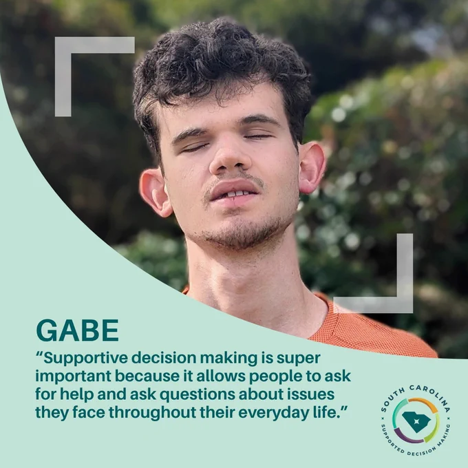 Gabe, a white man who is blind, with quoted text copied from the post. 
