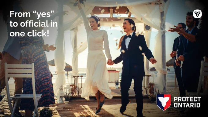 From “yes” to official in one click!
Alt-text: of a same-sex couple getting married.