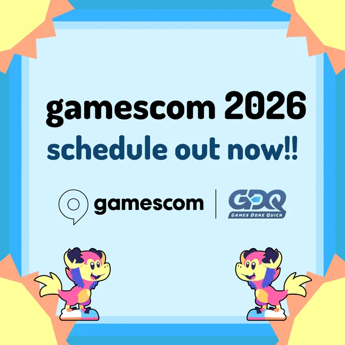 gamescom 2026 schedule out now announcement featuring two excited Velocities with their hands raised