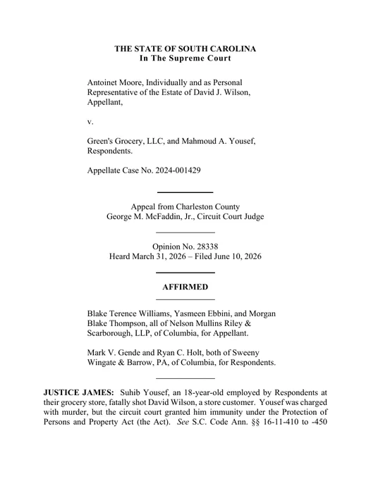 Page 1 of the opinion Antoinet Moore v. Green's Grocery