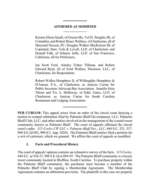 Page 2 of the opinion Corley v. Palmetto Bluff Development