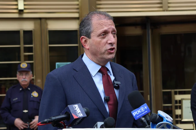 Speaking at a press conference outside the courthouse this morning.