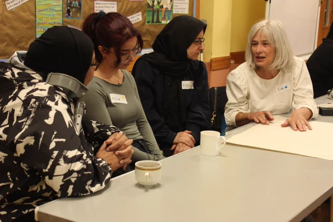 Four women discuss housing matters at the Harrow Healthy Homes Assembly 2026