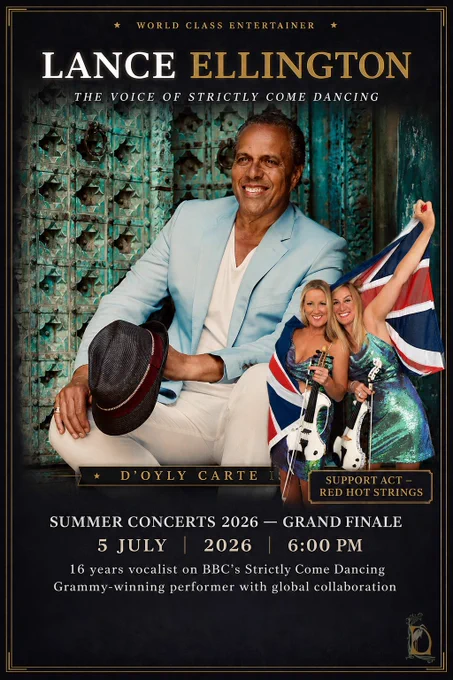 Lance Ellington with Red Hot Strings at D’Oyly Carte Island Summer Concerts 2026.