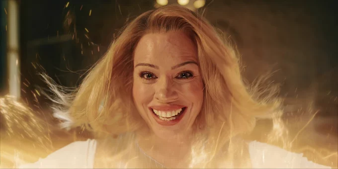 Billie Piper mid-regeneration during 'The Reality War.'