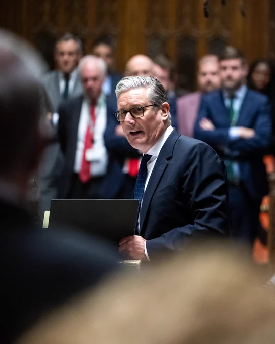Prime Minister Sir Keir Starmer speaks at the Despatch Box in the House of Commons Chamber.