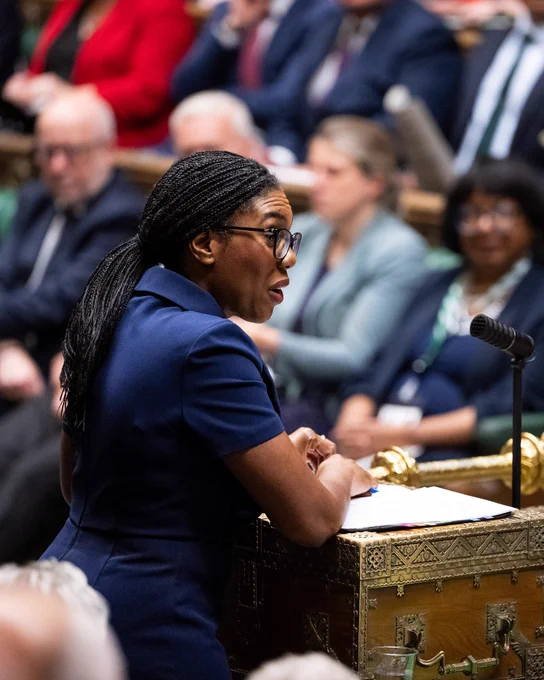 Kemi Badenoch MP speaks at the Despatch Box in the House of Commons Chamber.