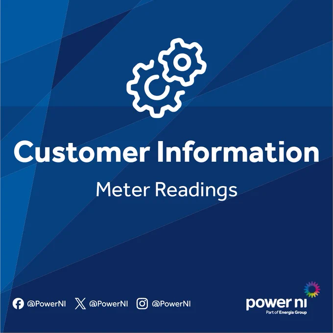 Blue graphic with white gears icon and text reading: Customer Information on Meter Readings