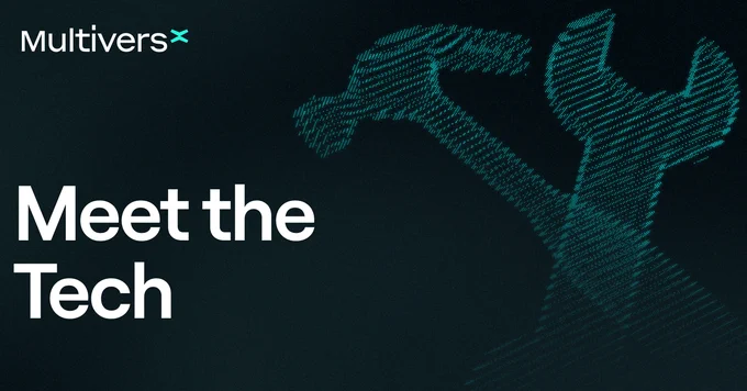 A digital background featuring a stylized wrench, accompanied by the text "Meet the Tech" and "MultiversX."