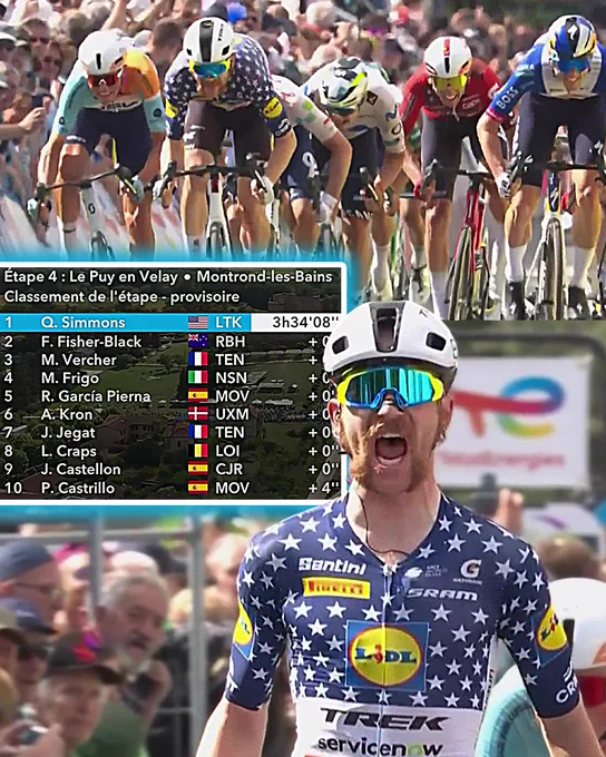 🇺🇸Quinn Simmons wins Stage 4 from the breakaway! 😤  #TourAuvergneRhoneAlpes