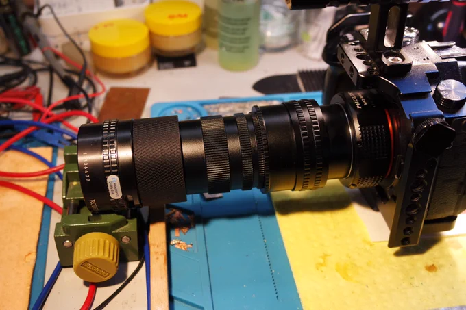 Rodagon WA 120mm f5.6   Adapter M50x0,75 auf M42   55mm Auszug   25-55mm Helicoid   M42-MFT Adapter