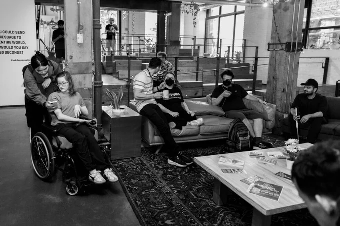 black and white photo of the FUTURES team, including facilitators and cohort members.