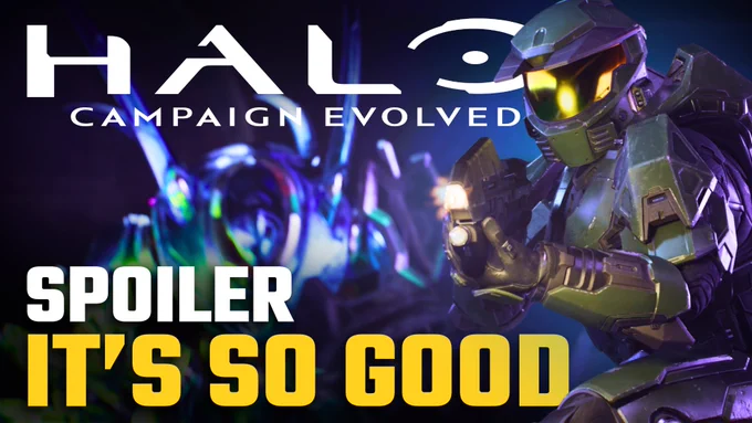 LOGO: Halo Campaign Evolved. Master Chief on the right and ready for battle.