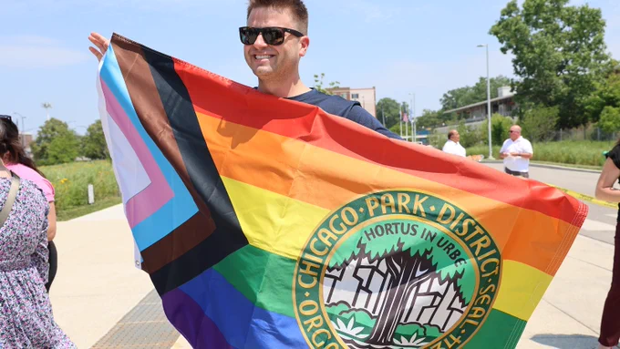Person holding pride flag