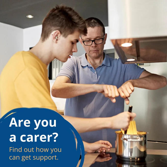 Text reads: "Are you a carer? Find out how you can get support."
