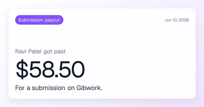 Ravi Patel received $58.50 from a submission.